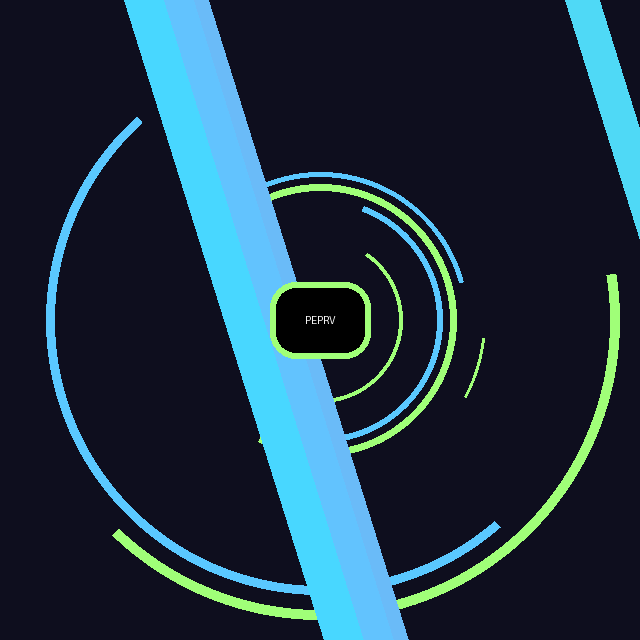 Official Pepe Revival emblem with electric blue and neon green orbital rings